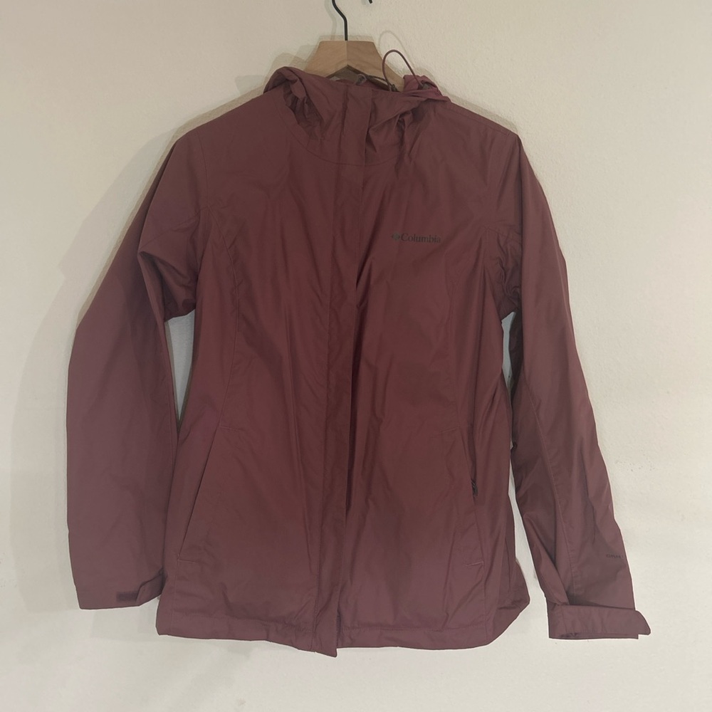Columbia Hooded Rain Jacket Women’s Medium Maroon